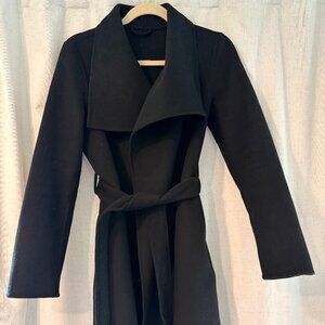 Tahari Black Wool Blend Wrap Coat